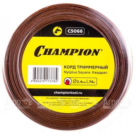 Корд триммерный Champion Nylplus Square 2.4мм, 74м (квадрат)+нож  в Тюмени