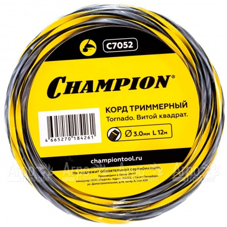 Корд триммерный Champion Tornado 3.0мм, 12м (витой квадрат)  в Тюмени