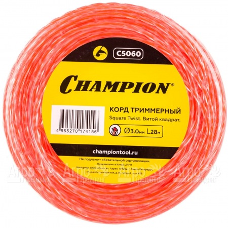 Корд триммерный Champion Square Twist Duo 3.0мм, 28м (витой квадрат)  в Тюмени