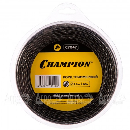 Корд триммерный Champion Tri-twist 2.7мм, 60м (витой треугольник)+нож  в Тюмени